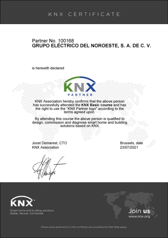 socio KNX partner grupo electrico del noroeste